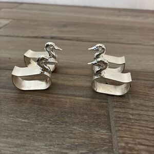 Set of 4 Silverplated Duck Napkin Rings‎ Made In Japan